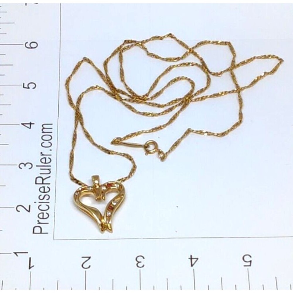 Vtg Napier 24" Chain and 14K GE GIO LIND Heart Pendant Rhinestones